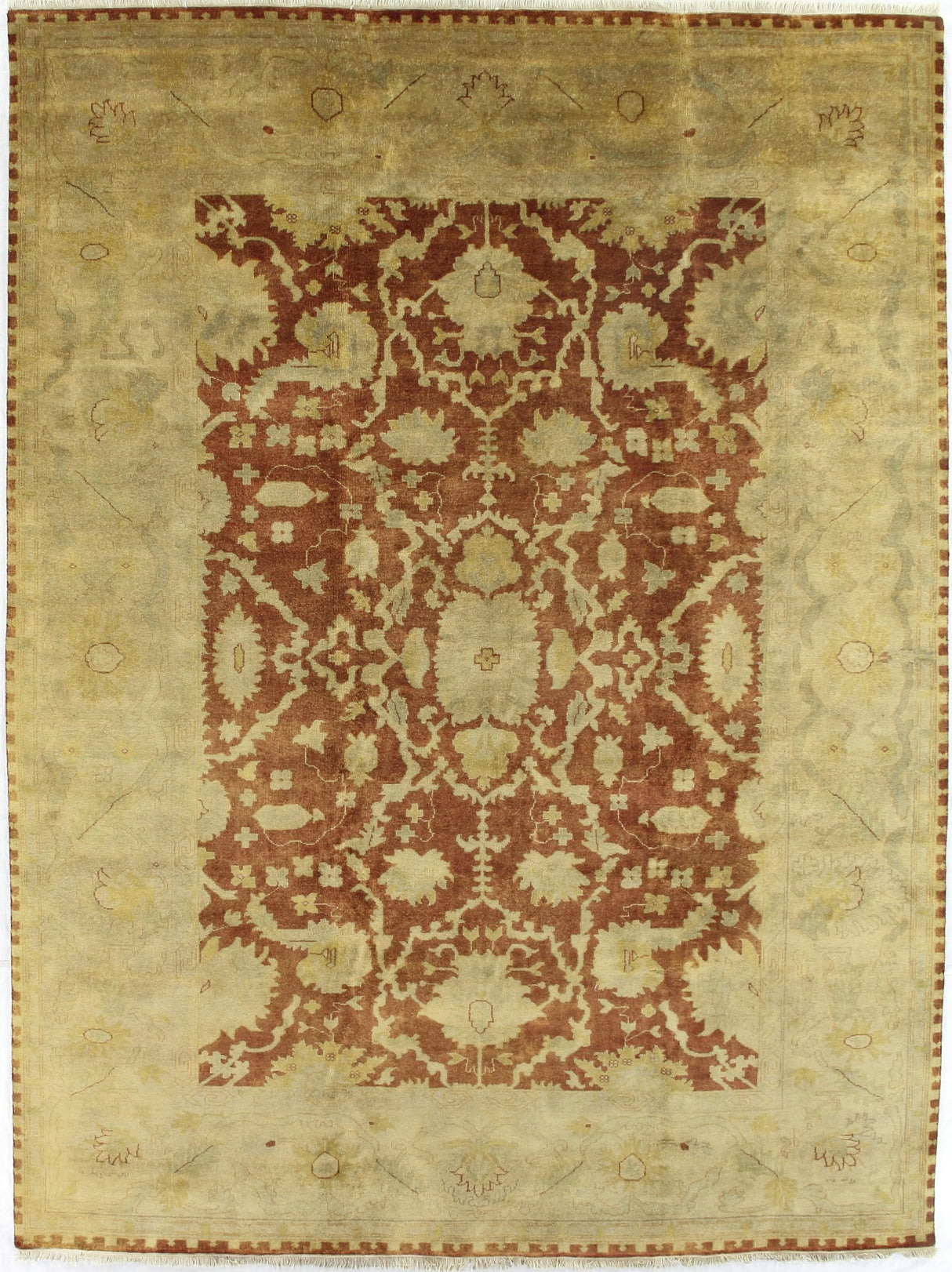Exquisite Rugs Antique Weave Oushak hand-knotted New Zealand Wool 6565 Rust/Gold 18' x 14' Area Rug