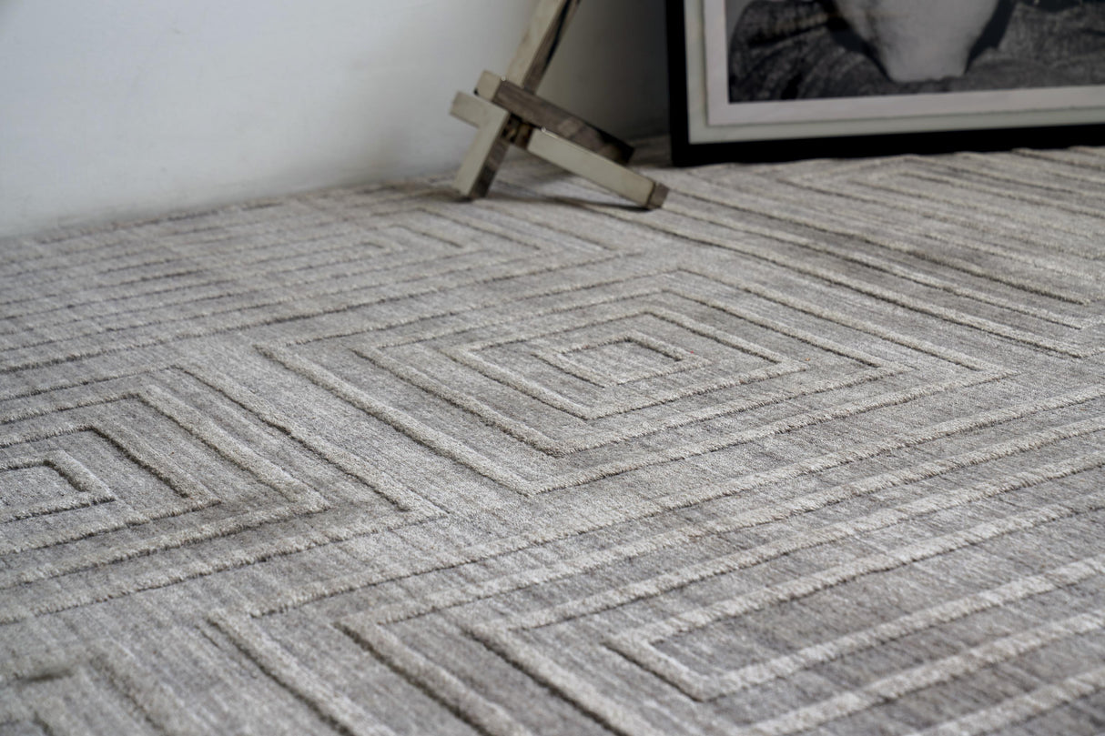 Exquisite Rugs Lotus hand-tufted Wool/Bamboo Silk 6957 Gray/Silver 10' x 8' Area Rug