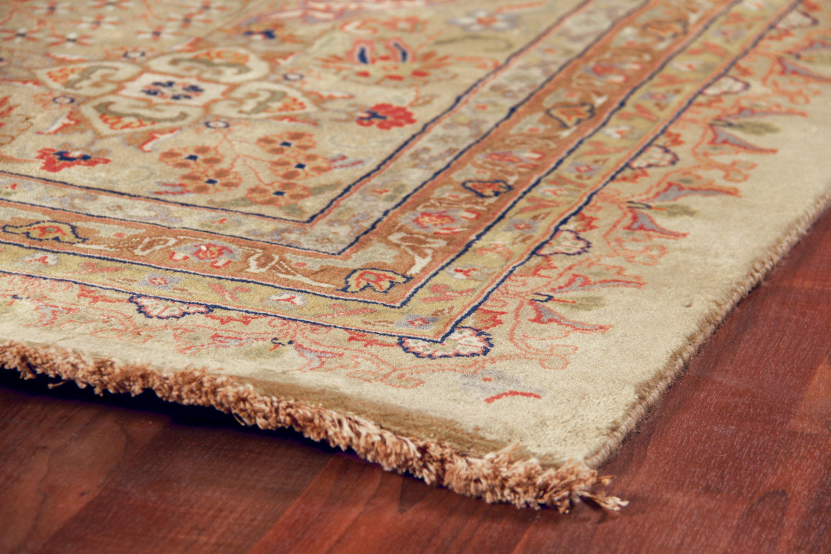 Exquisite Rugs Antique Weave hand-knotted New Zealand Wool 7017 Cream/Gold 18' x 12' Area Rug