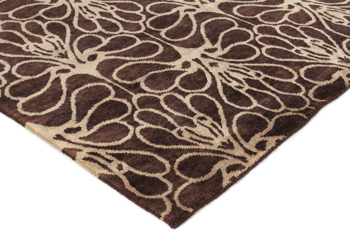 Exquisite Rugs Metro hand-knotted New Zealand Wool 7030 Brown/Ivory 10' x 9' Area Rug