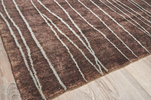 Exquisite Rugs Metro hand-knotted New Zealand Wool 7033 Brown 10' x 9' Area Rug