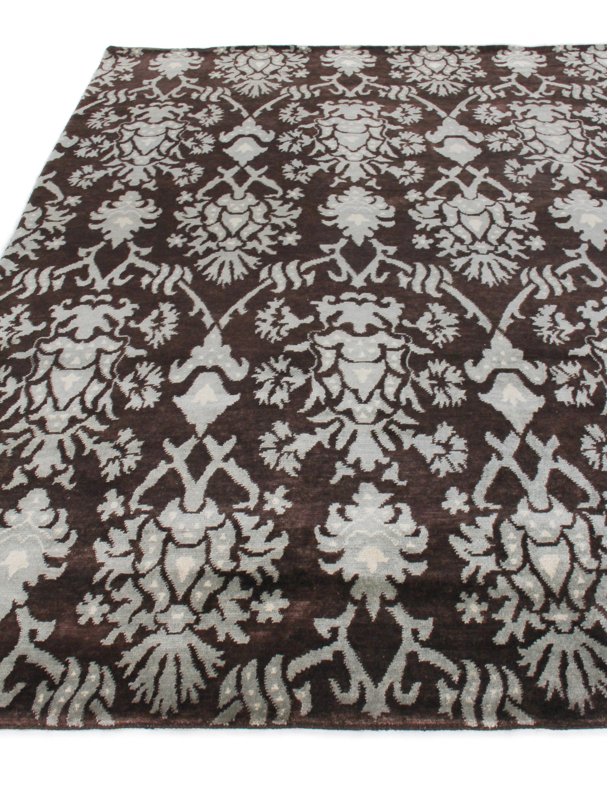 Exquisite Rugs Metro hand-knotted Wool 7034 Brown/Light Blue 12' x 9' Area Rug