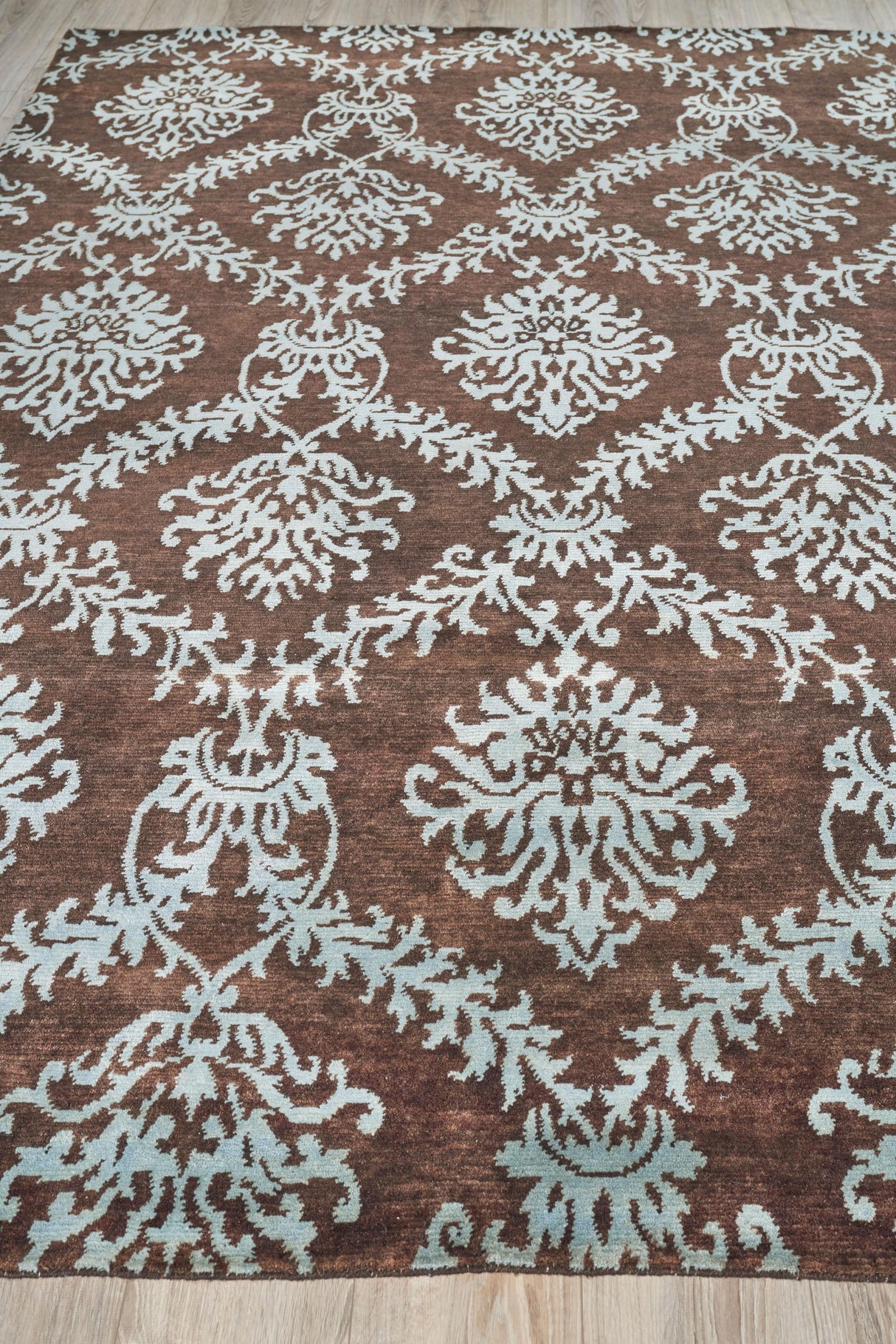 Exquisite Rugs Metro hand-knotted New Zealand Wool 7038 Brown/Light Blue 10' x 8' Area Rug