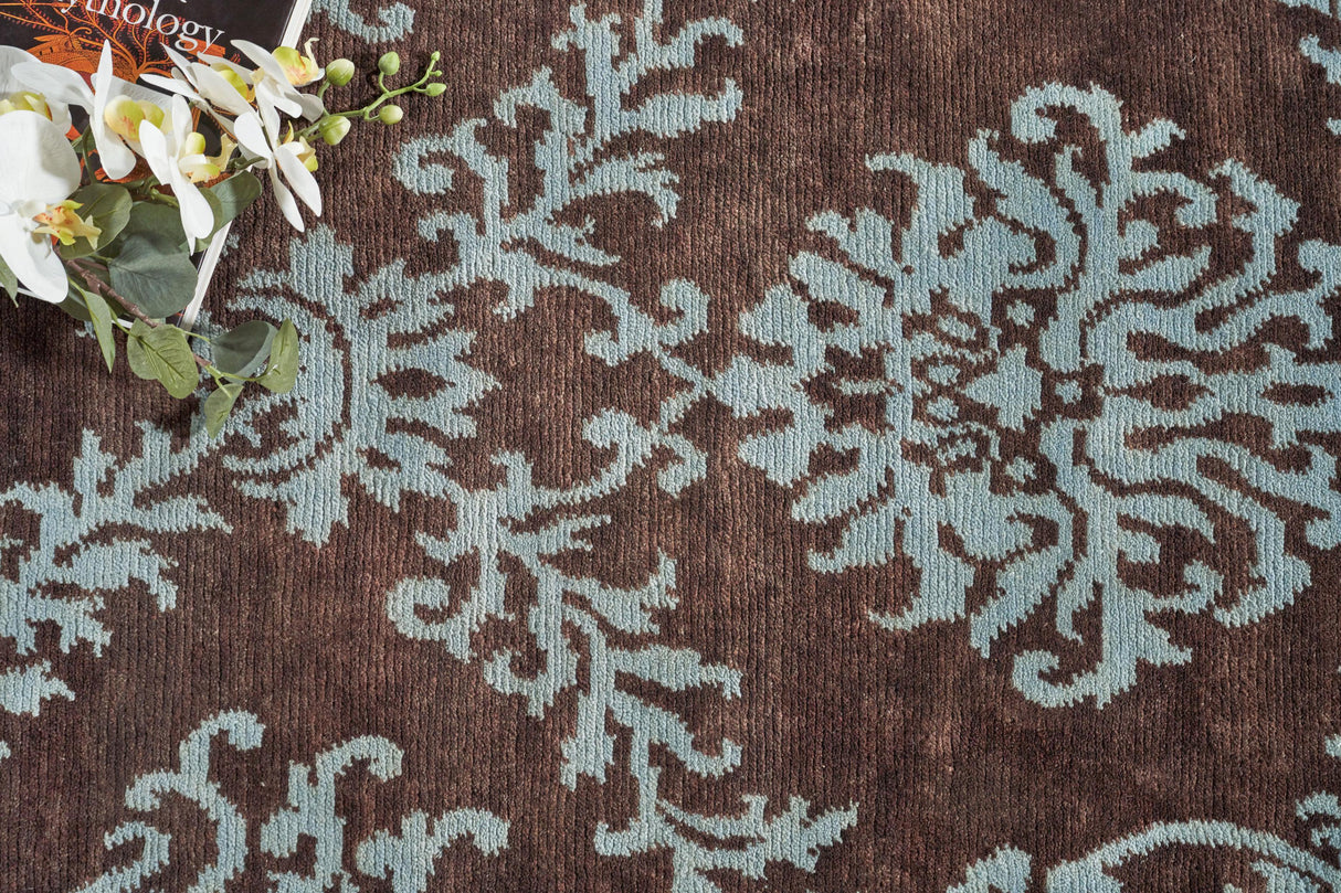 Exquisite Rugs Metro hand-knotted New Zealand Wool 7038 Brown/Light Blue 10' x 8' Area Rug