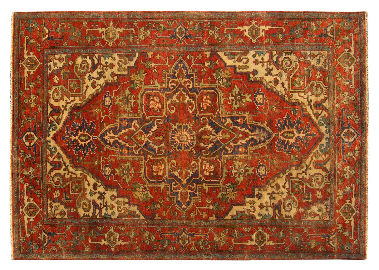 Exquisite Rugs Antique Weave Serapi hand-knotted New Zealand Wool 7045 Rust/Ivory 14' x 10' Area Rug