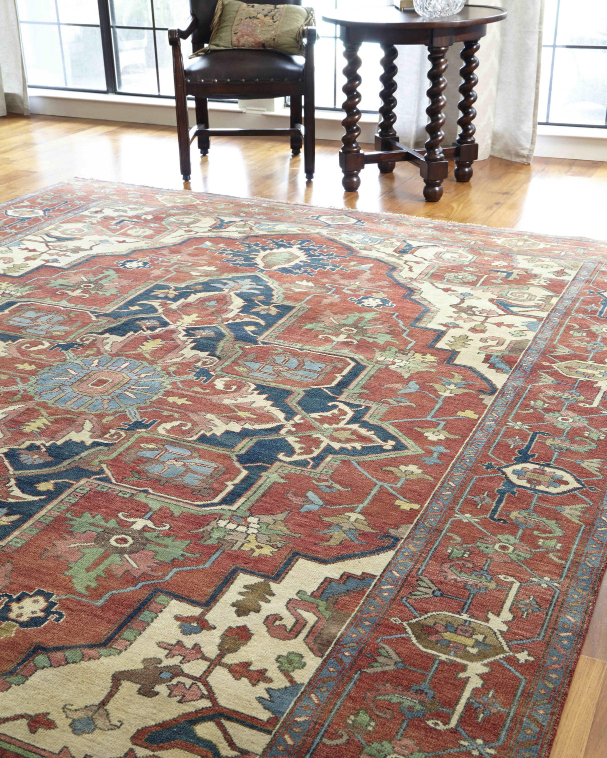 Exquisite Rugs Antique Weave Serapi hand-knotted New Zealand Wool 7045 Rust/Ivory 14' x 10' Area Rug