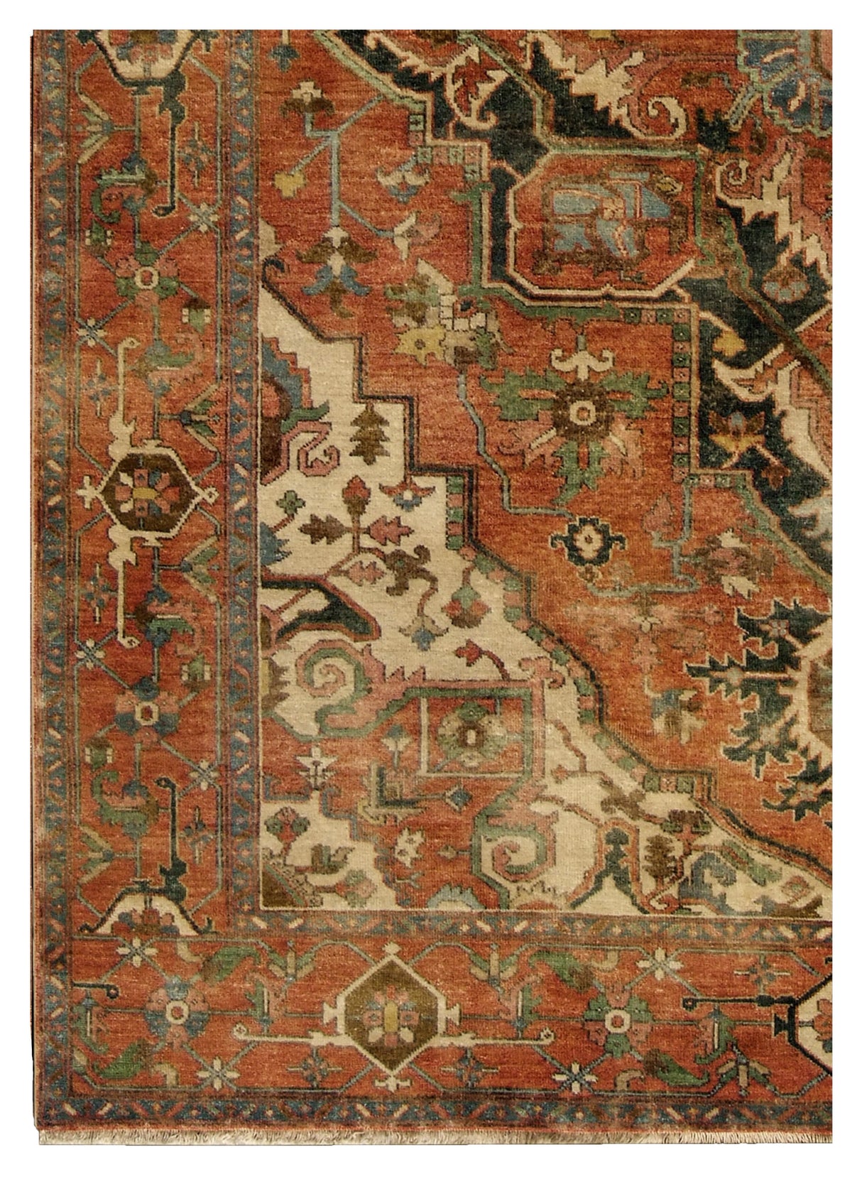 Exquisite Rugs Antique Weave Serapi hand-knotted New Zealand Wool 7045 Rust/Ivory 18' x 12' Area Rug