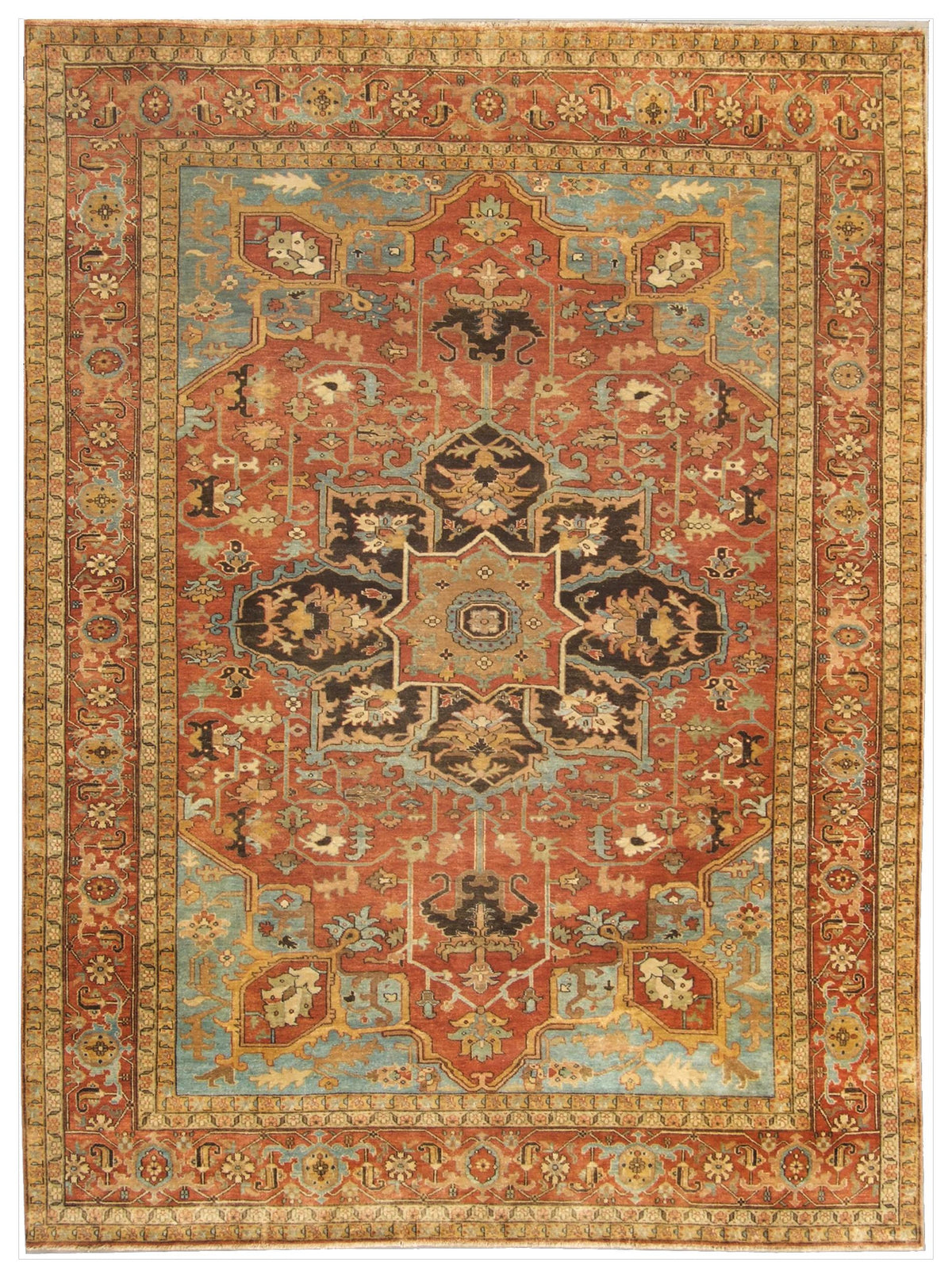 Exquisite Rugs Antique Weave Serapi hand-knotted New Zealand Wool 7046 Rust/Blue/Multi 15' x 12' Area Rug