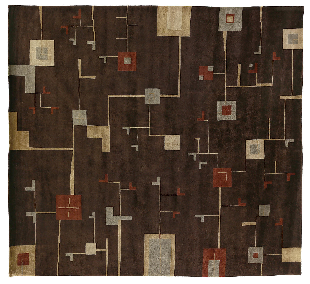 Exquisite Rugs Contemporary hand-knotted New Zealand Wool 7070 Plum/Sage 10' x 9' Area Rug