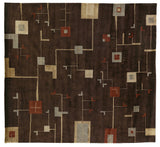 Exquisite Rugs Contemporary hand-knotted New Zealand Wool 7070 Plum/Sage 10' x 9' Area Rug