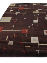 Exquisite Rugs Contemporary hand-knotted New Zealand Wool 7070 Plum/Sage 10' x 9' Area Rug