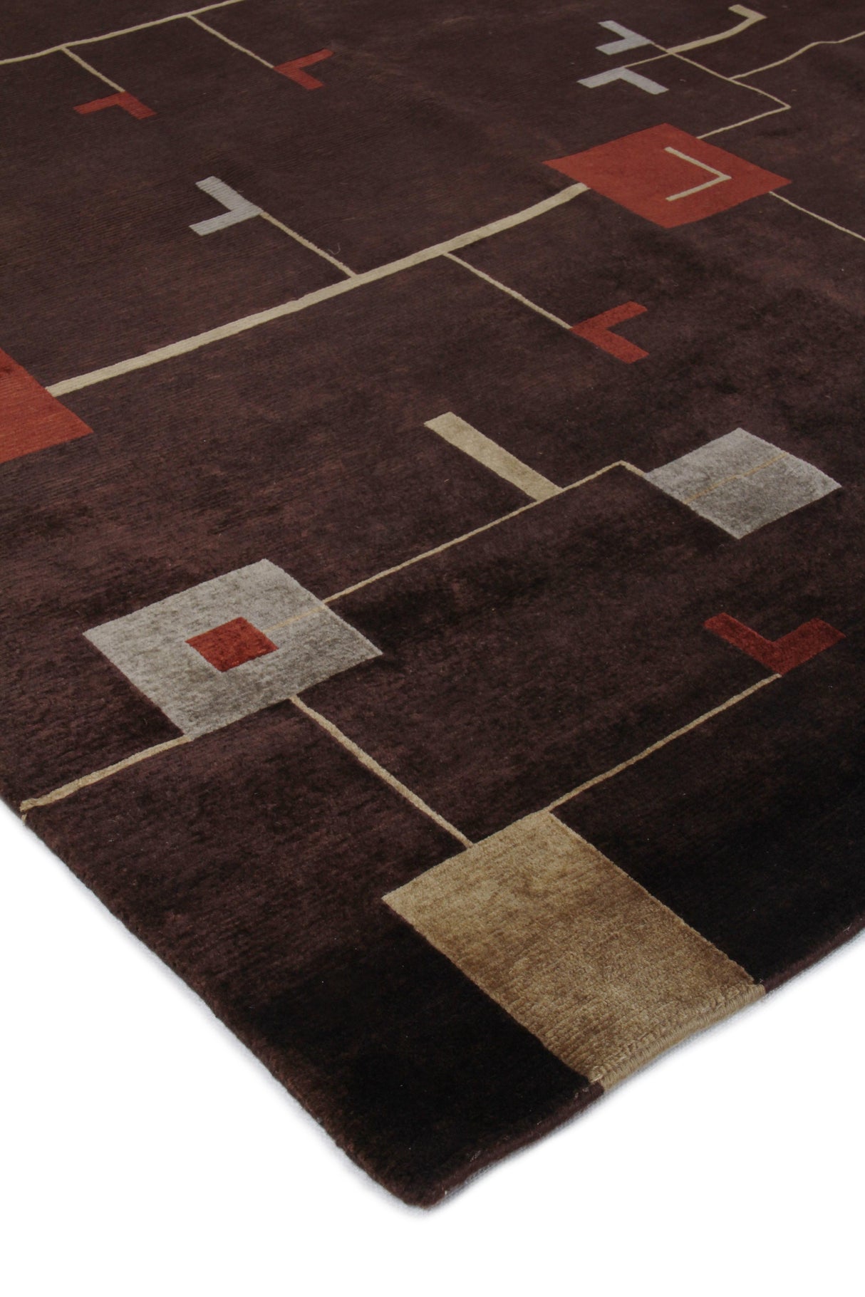 Exquisite Rugs Contemporary hand-knotted New Zealand Wool 7070 Plum/Sage 10' x 9' Area Rug