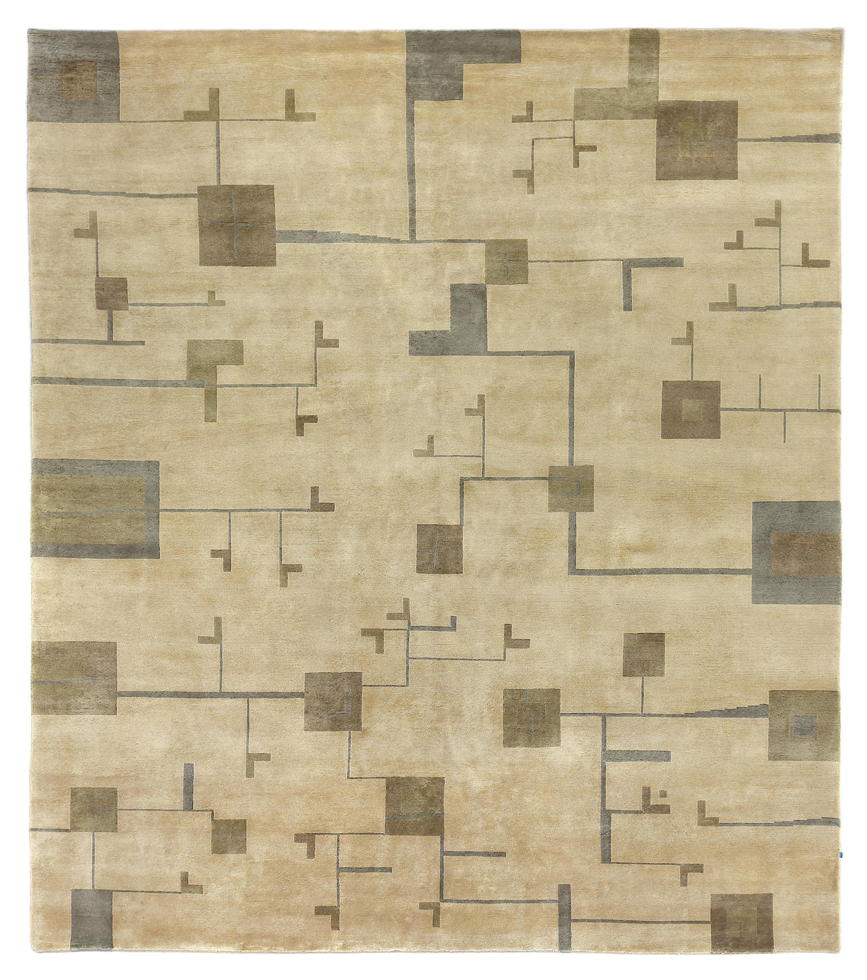 Exquisite Rugs Contemporary hand-knotted New Zealand Wool 7066 Light Green/Gold 12' x 9' Area Rug