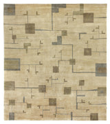 Exquisite Rugs Contemporary hand-knotted New Zealand Wool 7066 Light Green/Gold 12' x 9' Area Rug