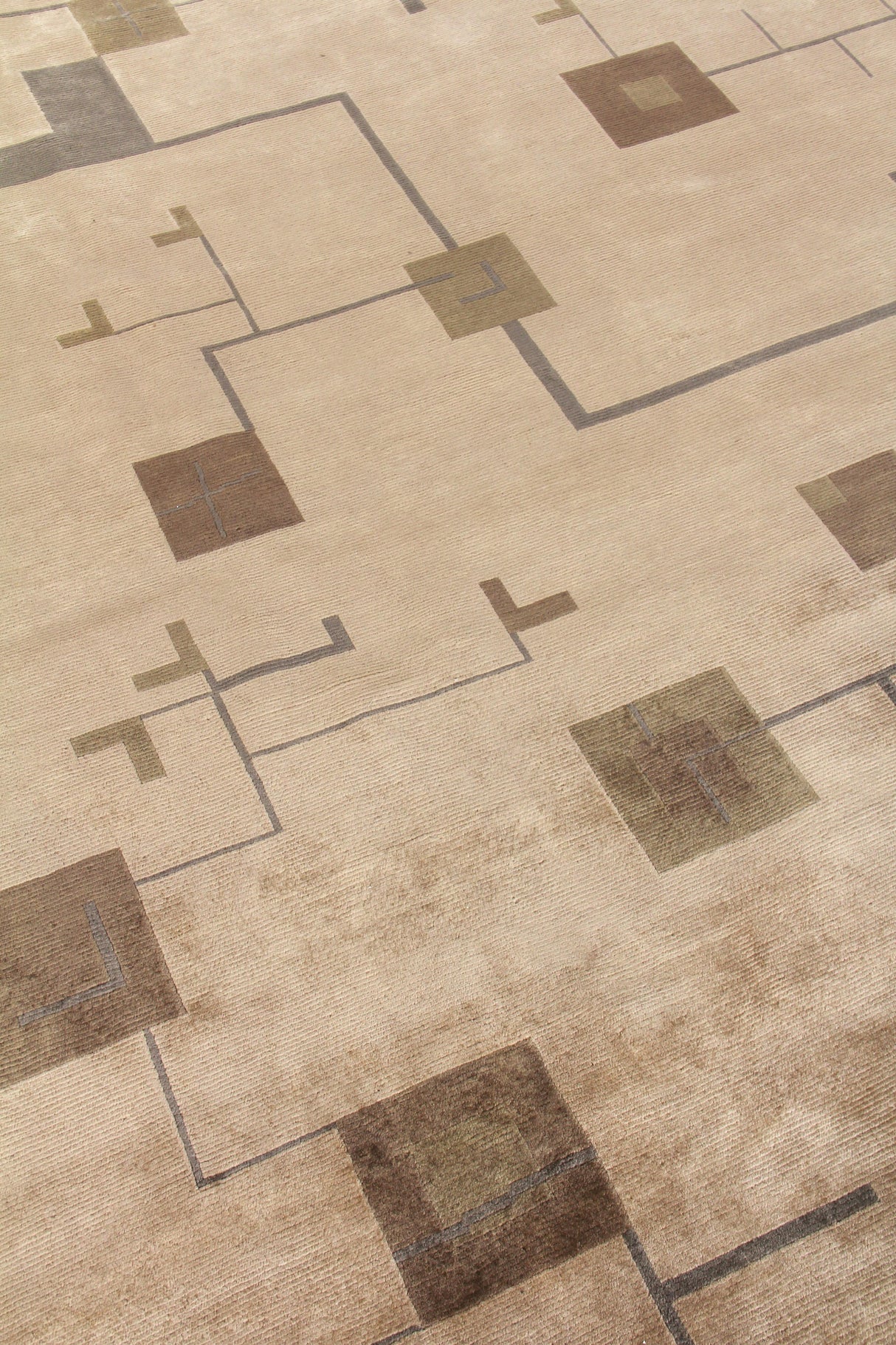 Exquisite Rugs Contemporary hand-knotted New Zealand Wool 7066 Light Green/Gold 12' x 9' Area Rug