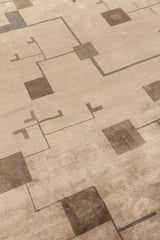 Exquisite Rugs Contemporary hand-knotted New Zealand Wool 7066 Light Green/Gold 12' x 9' Area Rug