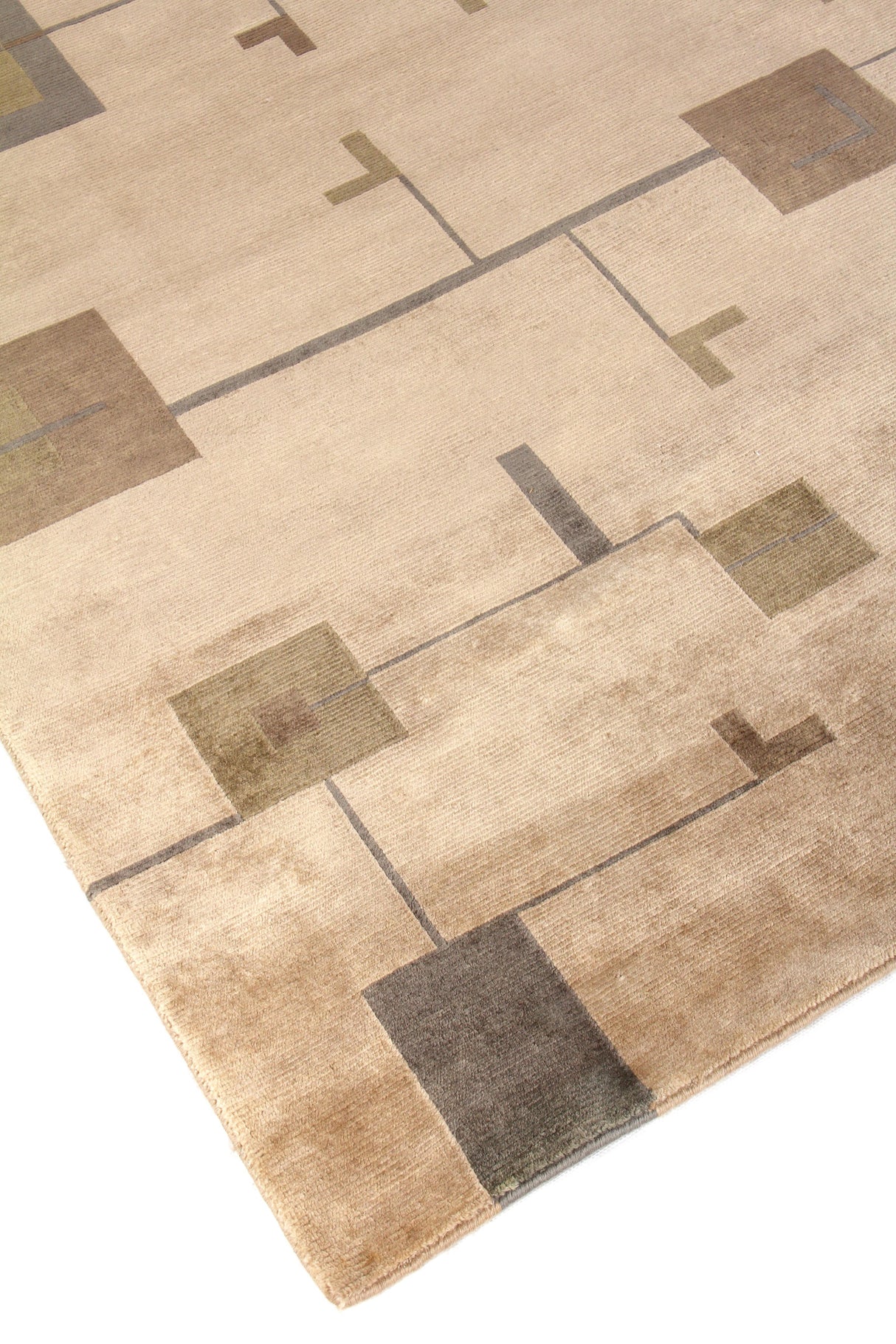 Exquisite Rugs Contemporary hand-knotted New Zealand Wool 7066 Light Green/Gold 12' x 9' Area Rug