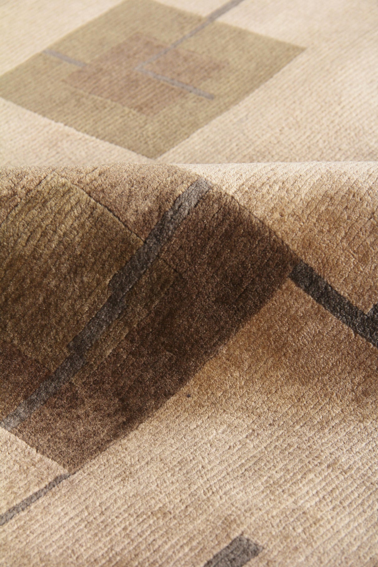Exquisite Rugs Contemporary hand-knotted New Zealand Wool 7066 Light Green/Gold 12' x 9' Area Rug