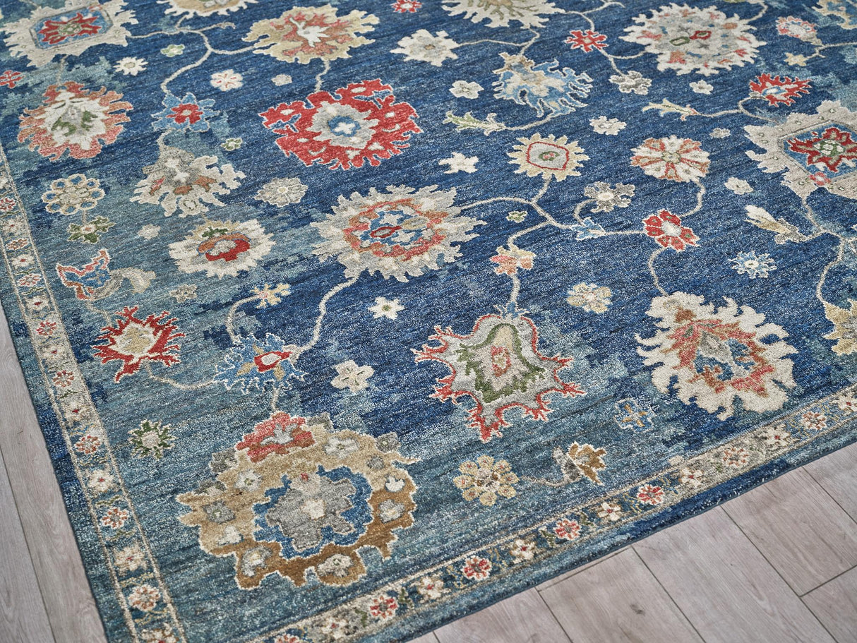 Exquisite Rugs Oxford hand-knotted Ghazni Wool 7220 Blue 14' x 10' Area Rug