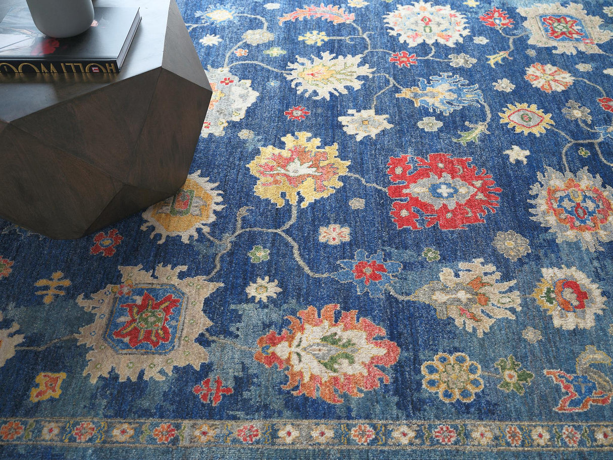 Exquisite Rugs Oxford hand-knotted Ghazni Wool 7220 Blue 9' x 6' Area Rug