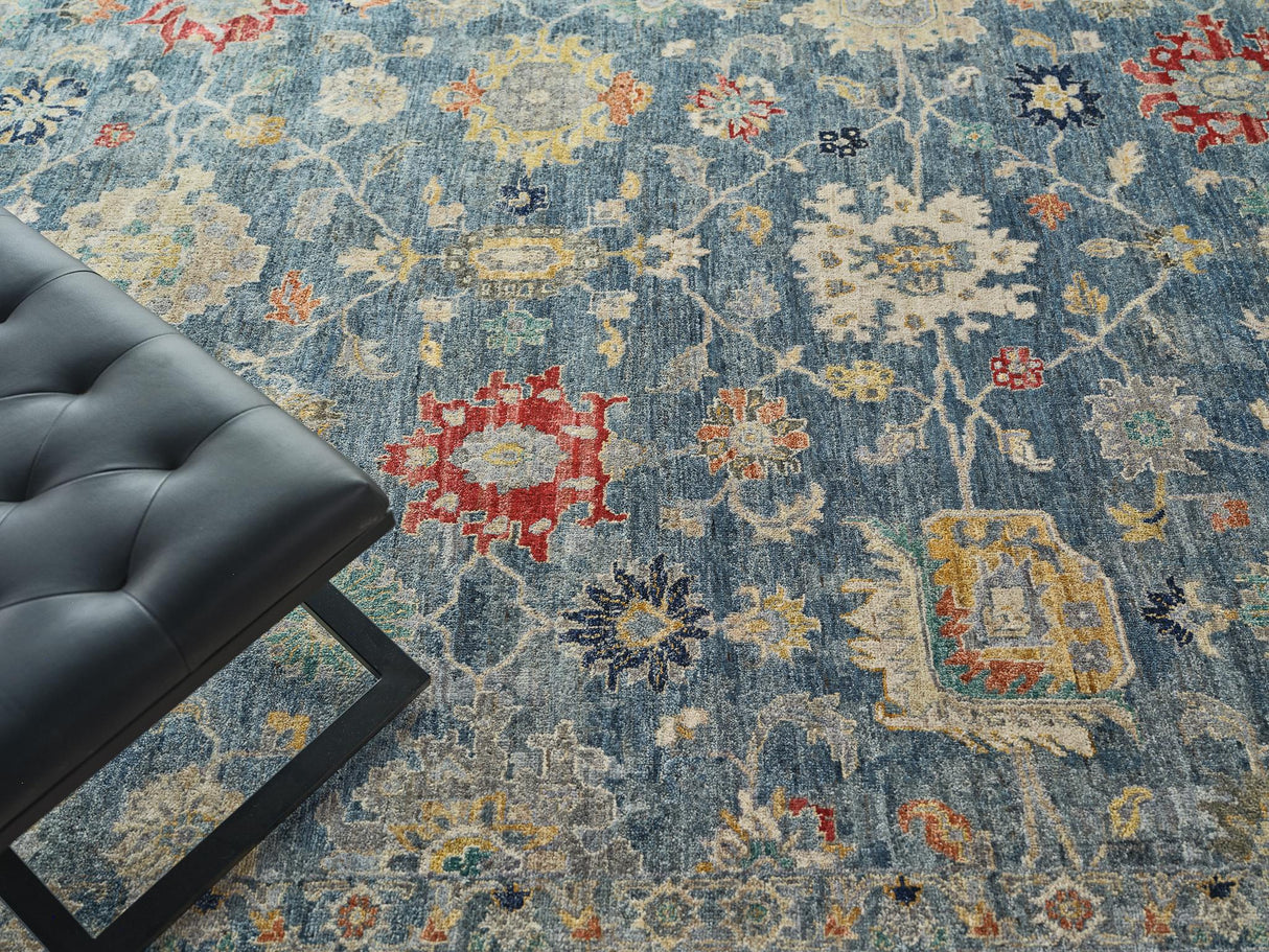 Exquisite Rugs Oxford hand-knotted Ghazni Wool 7221 Blue 14' x 10' Area Rug