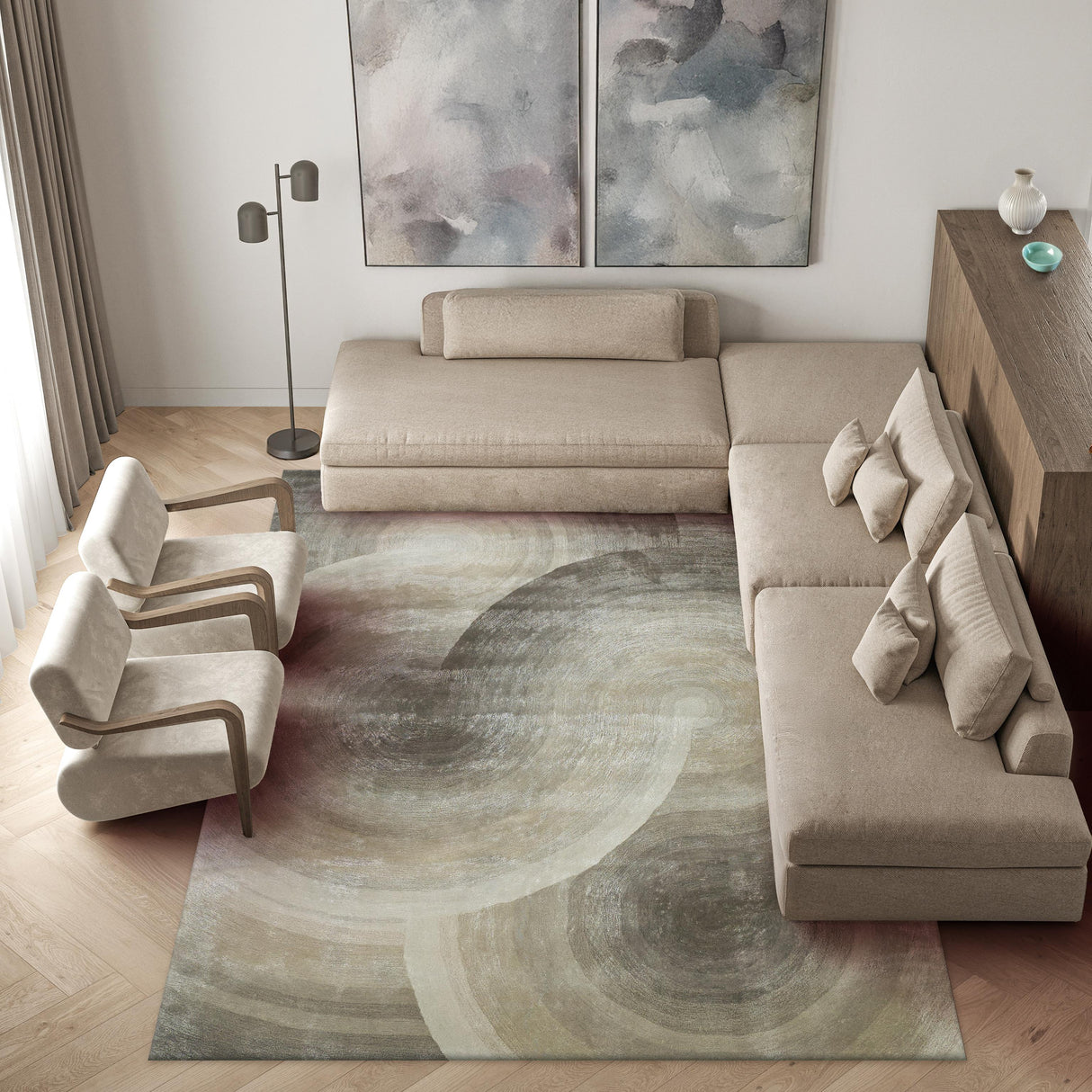 Exquisite Rugs Mitomo hand-tufted Wool/Viscose 7274 Taupe 10' x 8' Area Rug