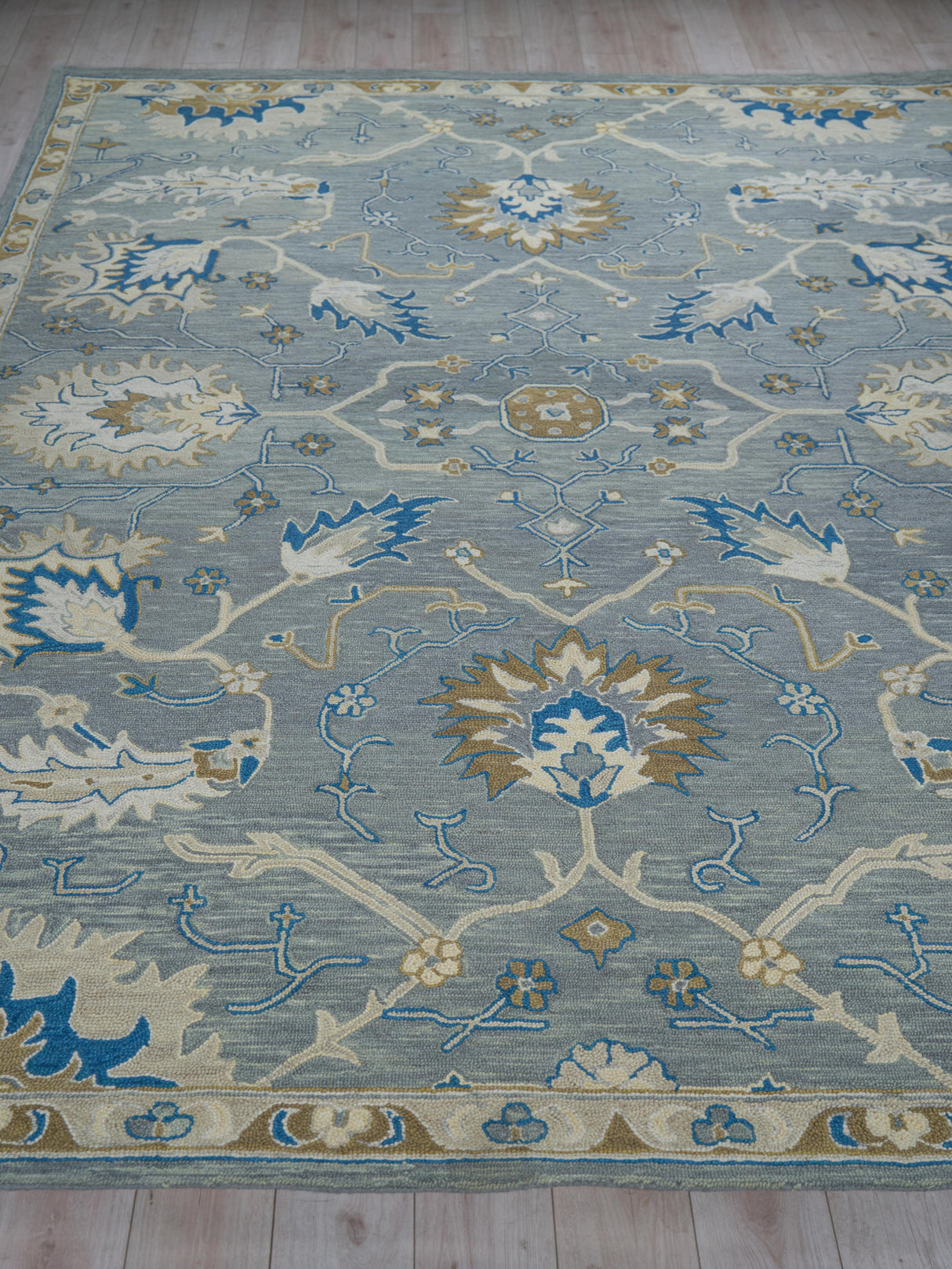 Exquisite Rugs Newport hand-tufted New Zealand Wool 7328 Gray/Blue 14' x 10' Area Rug