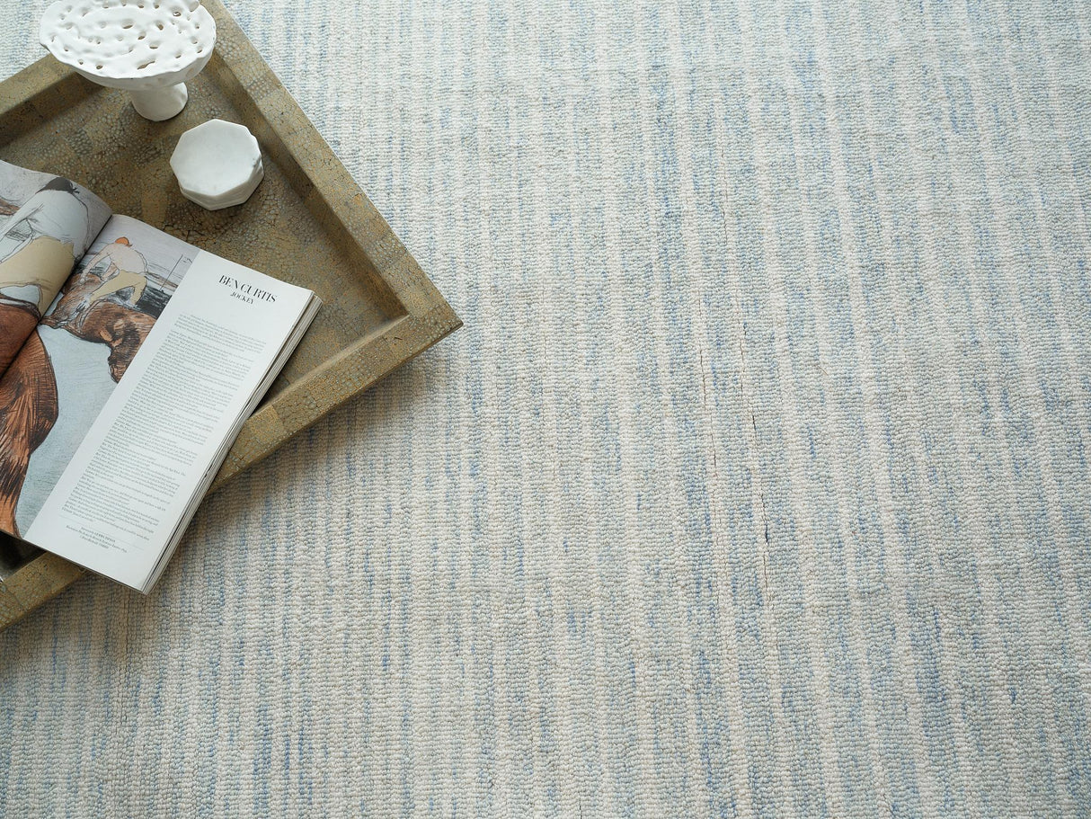 Exquisite Rugs Dusseldorf hand-tufted New Zealand Wool 7344 Blue/Ivory 9' x 6' Area Rug