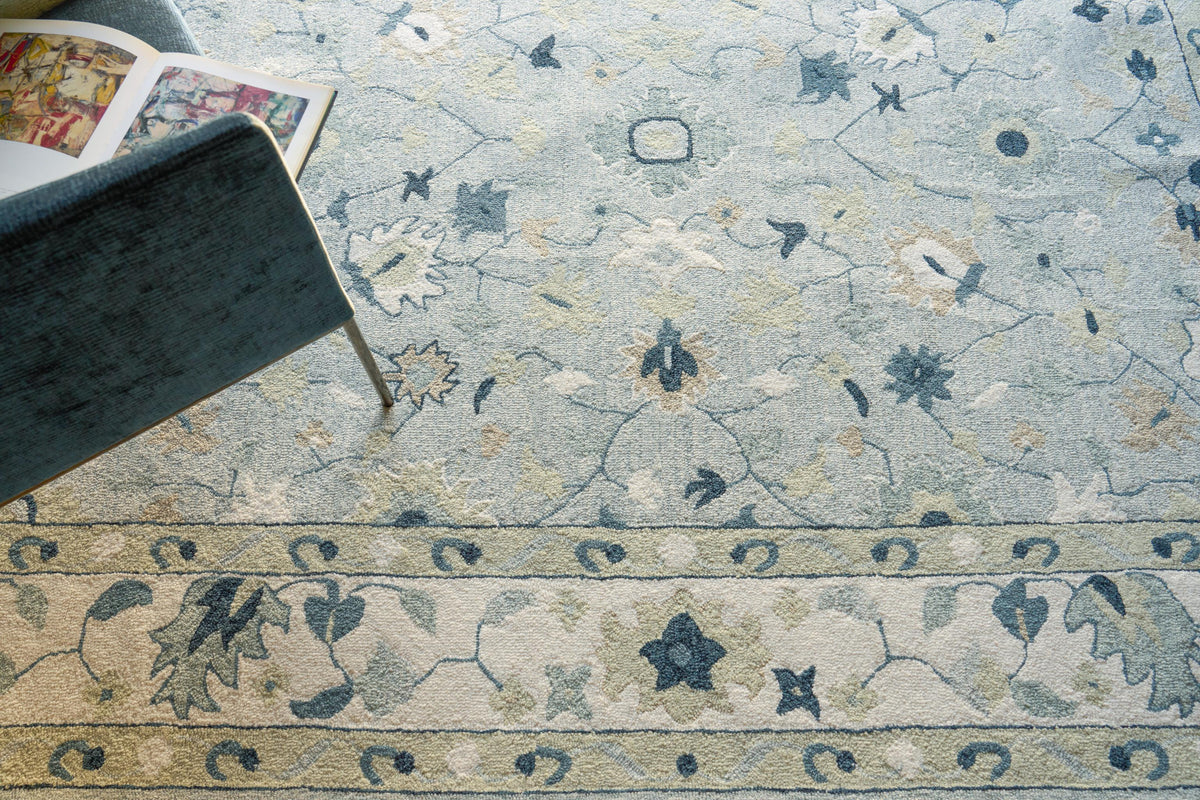 Exquisite Rugs Elegance hand-tufted New Zealand Wool 7353 Light Blue/Ivory/Navy 14' x 10' Area Rug
