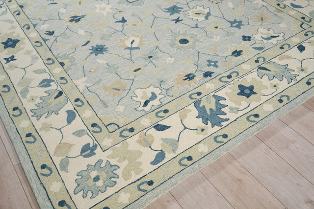 Exquisite Rugs Elegance hand-tufted New Zealand Wool 7353 Light Blue/Ivory/Navy 9' x 6' Area Rug