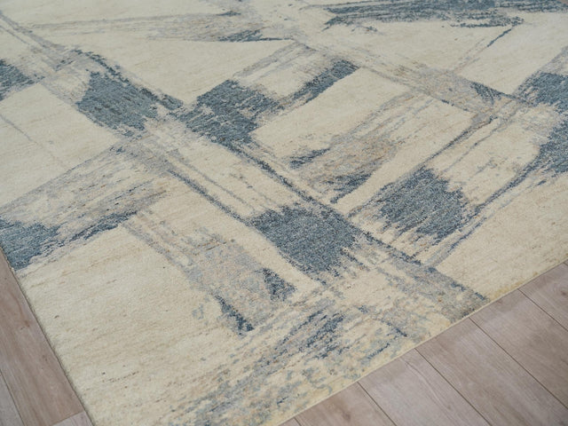 Exquisite Rugs Moderno hand-knotted New Zealand Wool 7420 Blue/Taupe 14' x 10' Area Rug