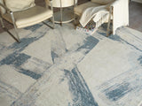 Exquisite Rugs Moderno hand-knotted New Zealand Wool 7420 Blue/Taupe 14' x 10' Area Rug