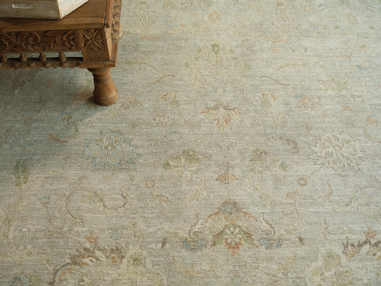 Exquisite Rugs Santorini hand-knotted Wool/Silk 7417 Light Silver 12' x 9' Area Rug