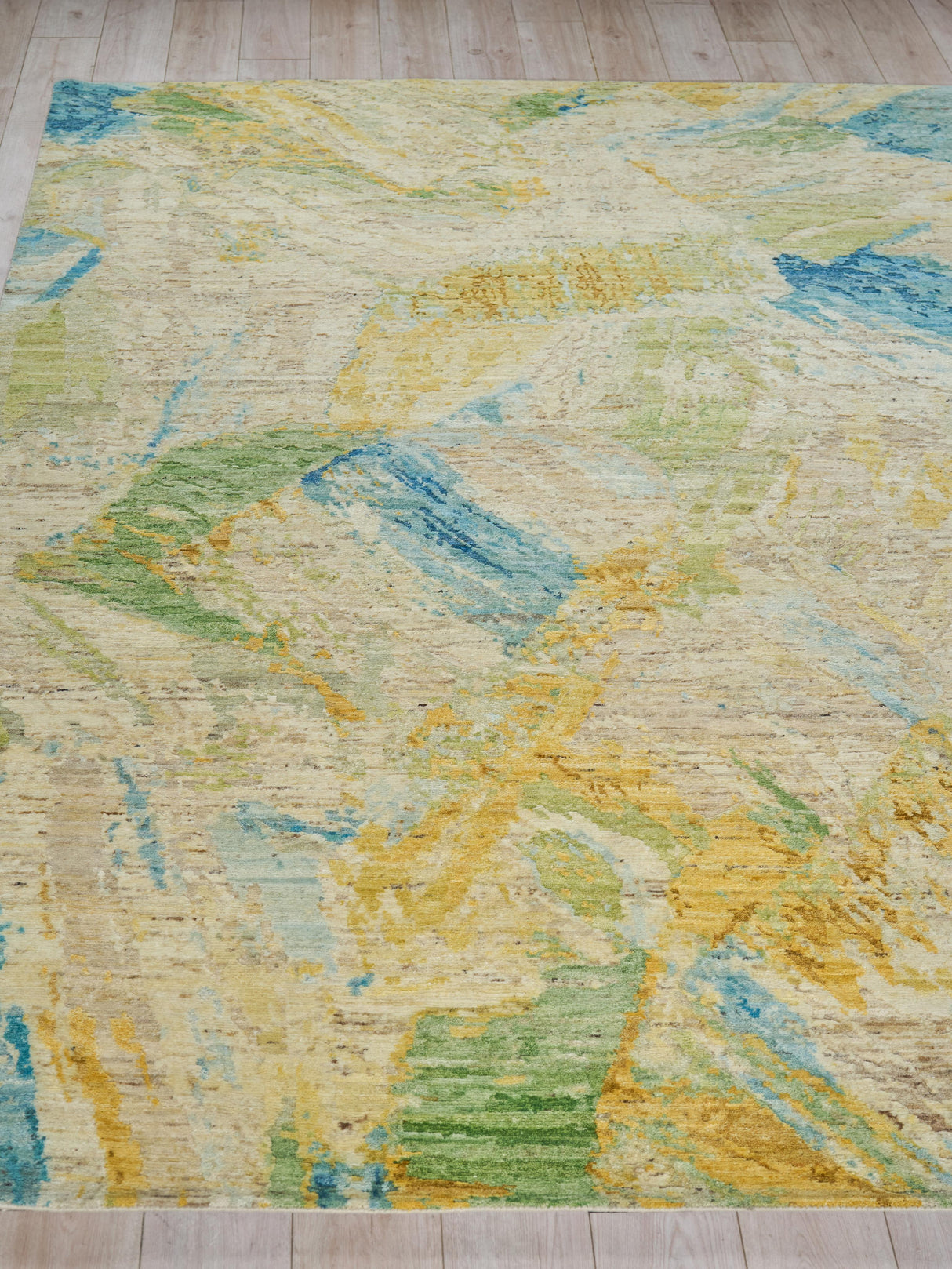 Exquisite Rugs Moderno hand-knotted New Zealand Wool 7425 Yellow/Green/Blue 15' x 12' Area Rug