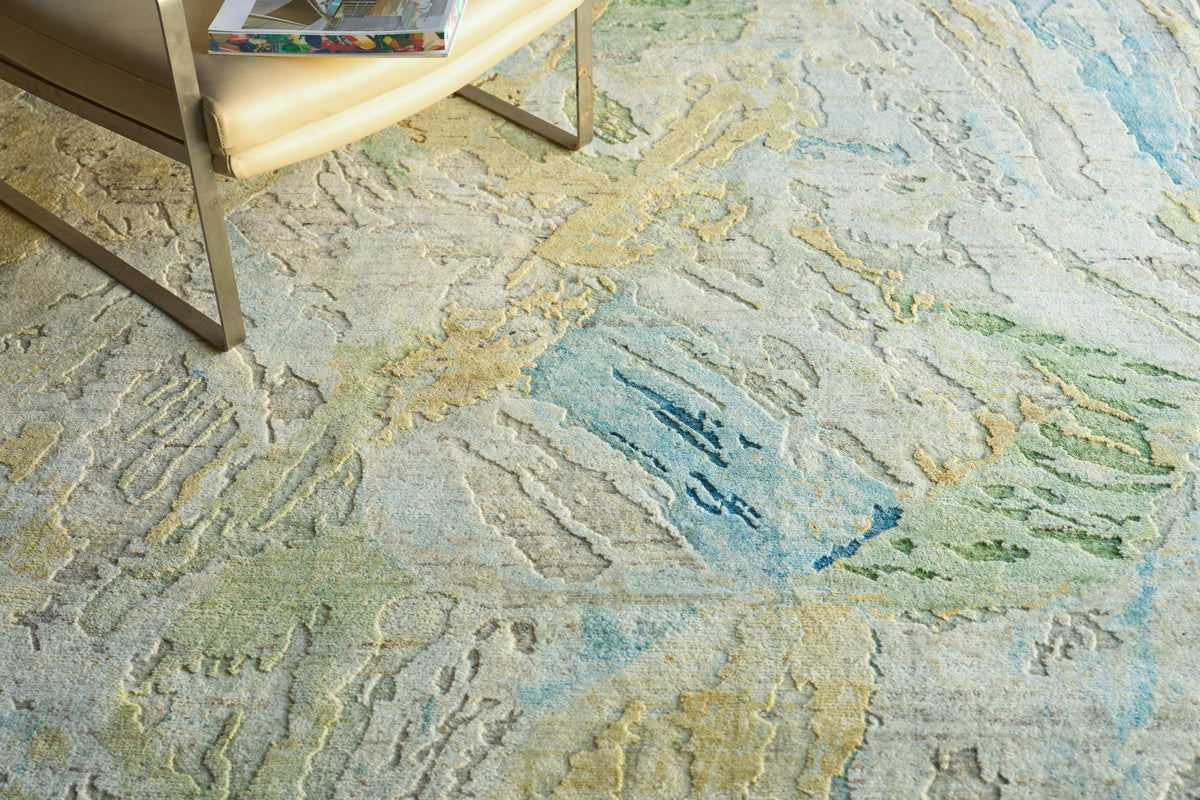 Exquisite Rugs Moderno hand-knotted New Zealand Wool 7425 Yellow/Green/Blue 15' x 12' Area Rug