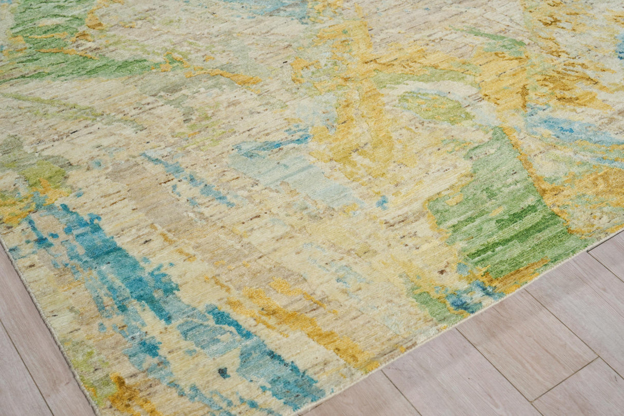 Exquisite Rugs Moderno hand-knotted New Zealand Wool 7425 Yellow/Green/Blue 18' x 14' Area Rug