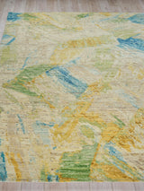 Exquisite Rugs Moderno hand-knotted New Zealand Wool 7425 Yellow/Green/Blue 9' x 6' Area Rug
