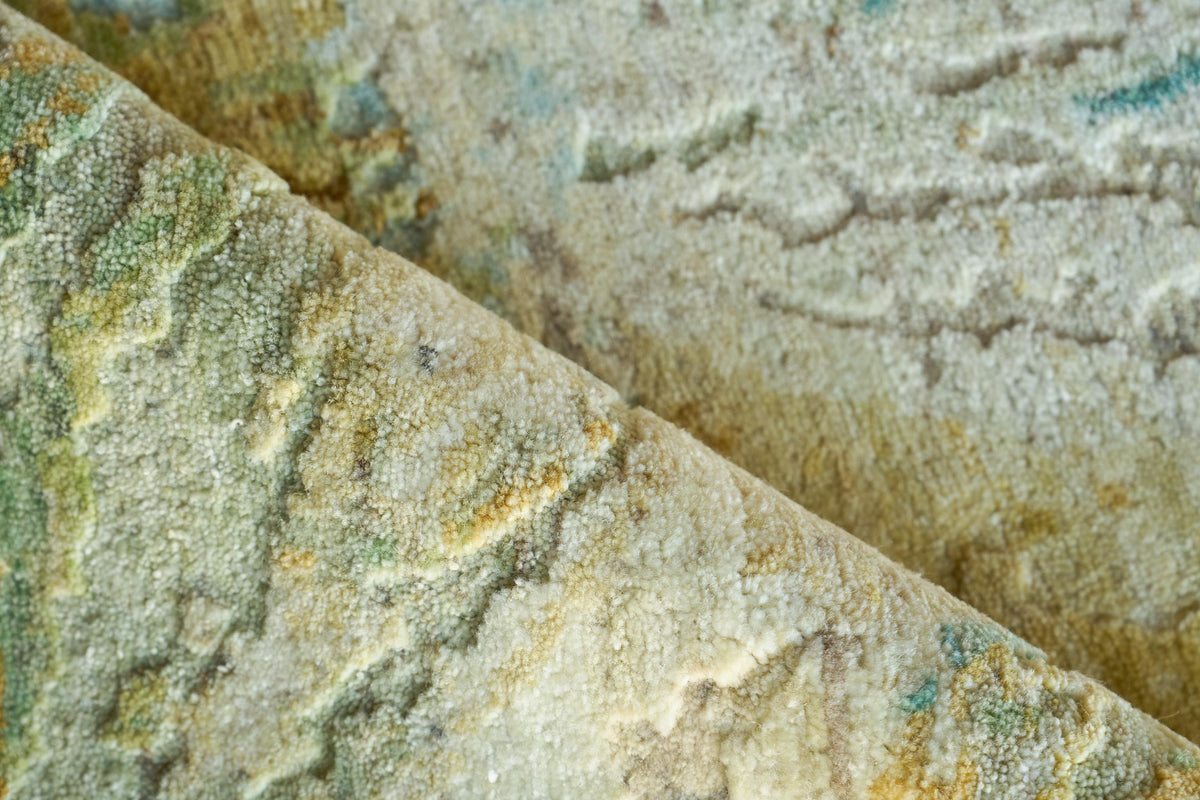 Exquisite Rugs Moderno hand-knotted New Zealand Wool 7425 Yellow/Green/Blue 9' x 6' Area Rug