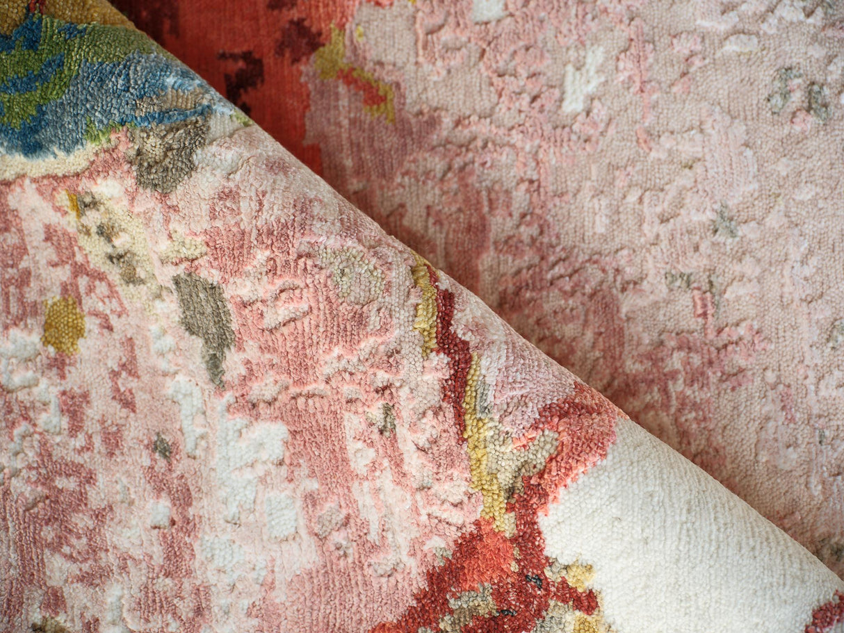 Exquisite Rugs Vibrance hand-knotted Wool/Bamboo Silk 7437 Pink/Red/Blue/Multi 10' x 8' Area Rug