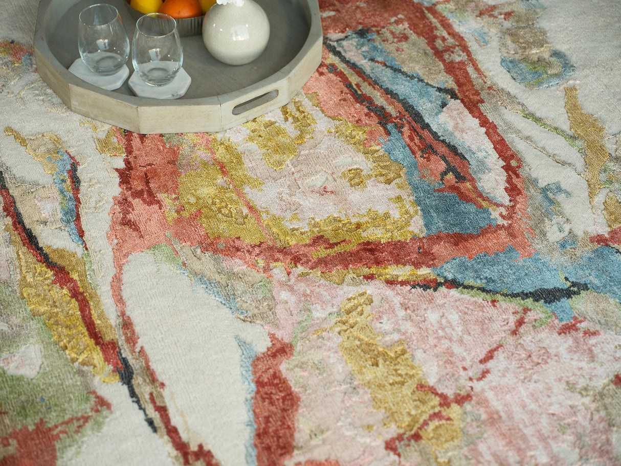 Exquisite Rugs Vibrance hand-knotted Wool/Bamboo Silk 7437 Pink/Red/Blue/Multi 10' x 8' Area Rug