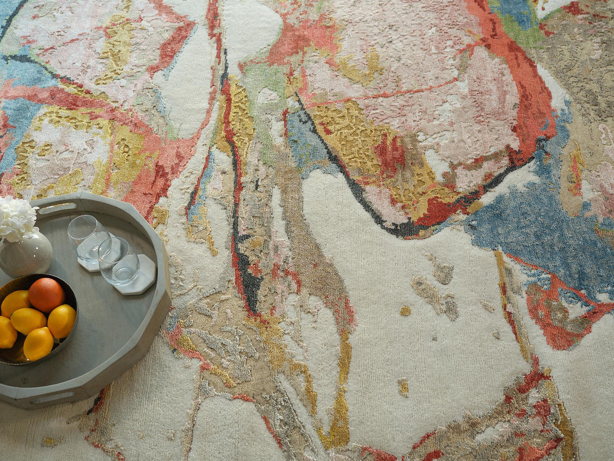 Exquisite Rugs Vibrance hand-knotted Wool/Bamboo Silk 7437 Pink/Red/Blue/Multi 10' x 8' Area Rug