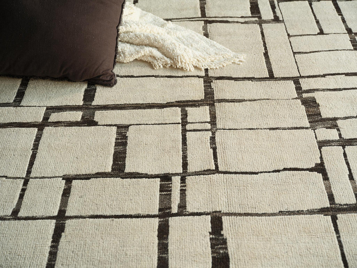 Exquisite Rugs Mojave hand-knotted New Zealand Wool 7457 Ivory/Espresso 14' x 10' Area Rug