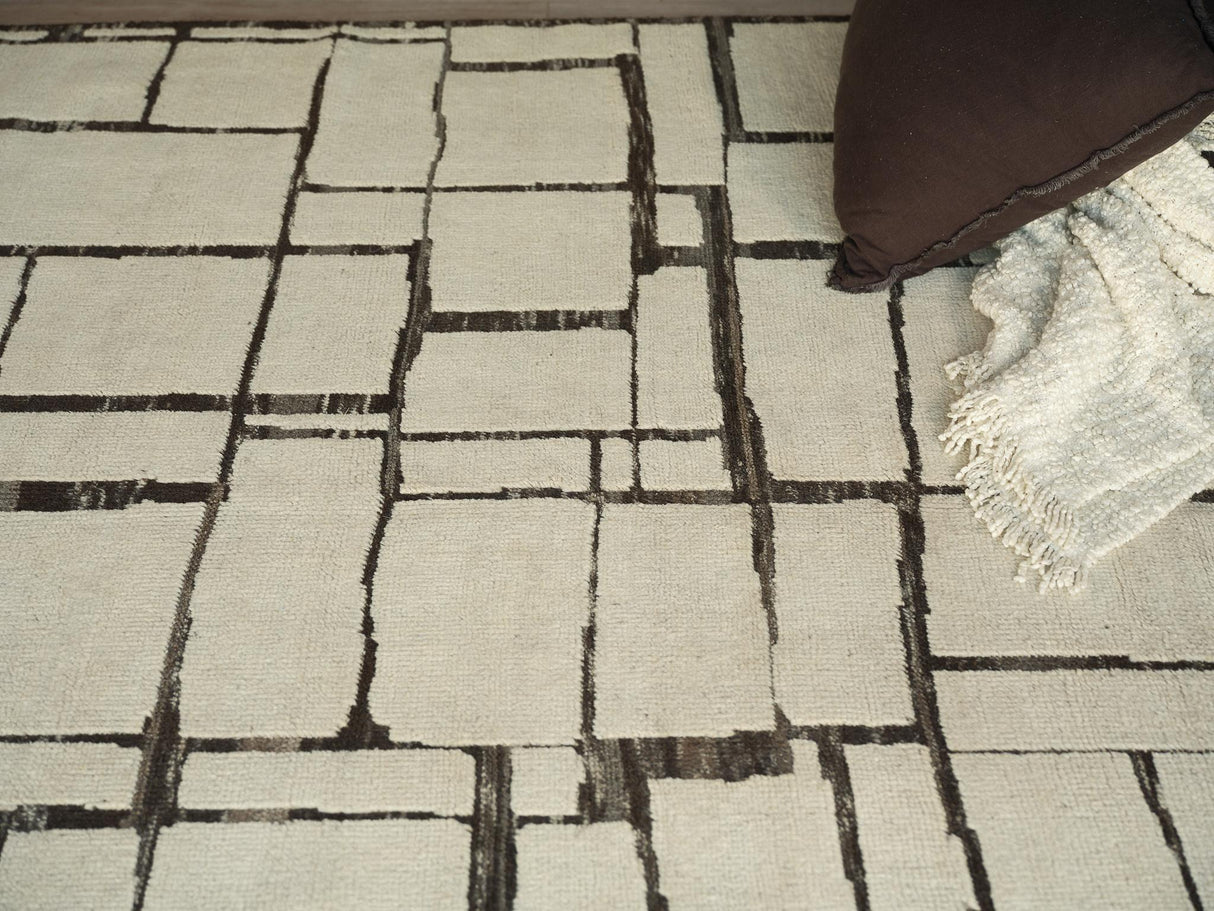 Exquisite Rugs Mojave hand-knotted New Zealand Wool 7457 Ivory/Espresso 10' x 8' Area Rug