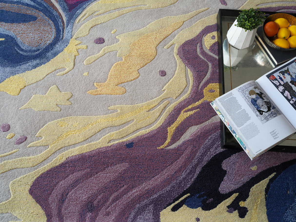 Exquisite Rugs Solara hand-tufted New Zealand Wool/Viscose 7478 Purple/Yellow/Multi 10' x 8' Area Rug