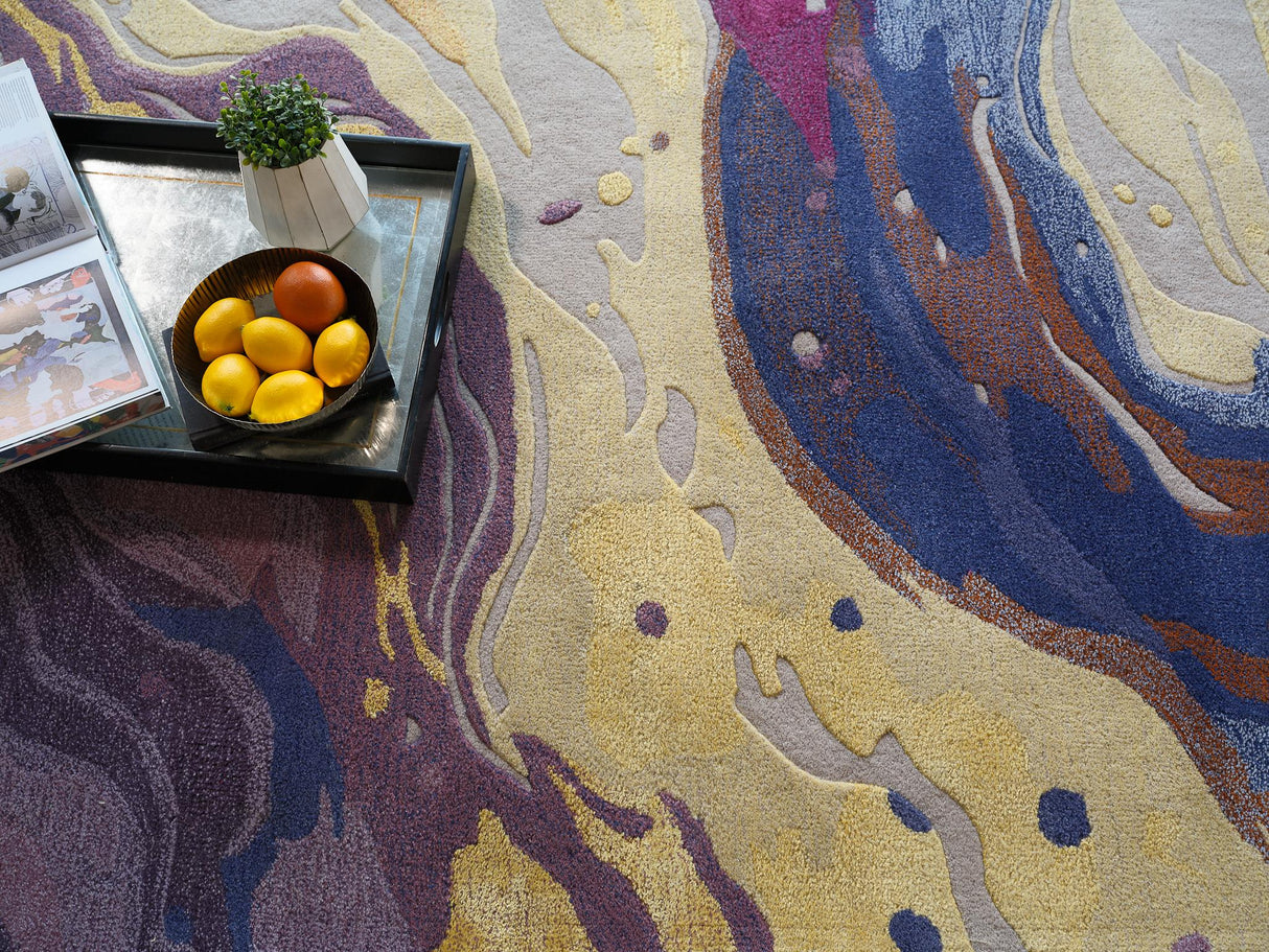 Exquisite Rugs Solara hand-tufted New Zealand Wool/Viscose 7478 Purple/Yellow/Multi 10' x 8' Area Rug