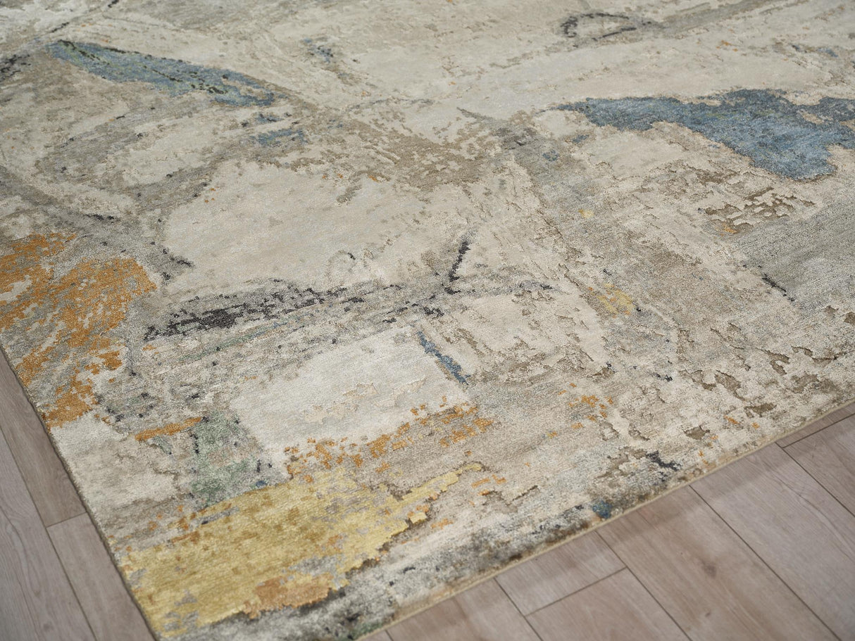 Exquisite Rugs Floor Art hand-knotted Bamboo Silk 7486 Blue/Silver/Multi 10' x 8' Area Rug