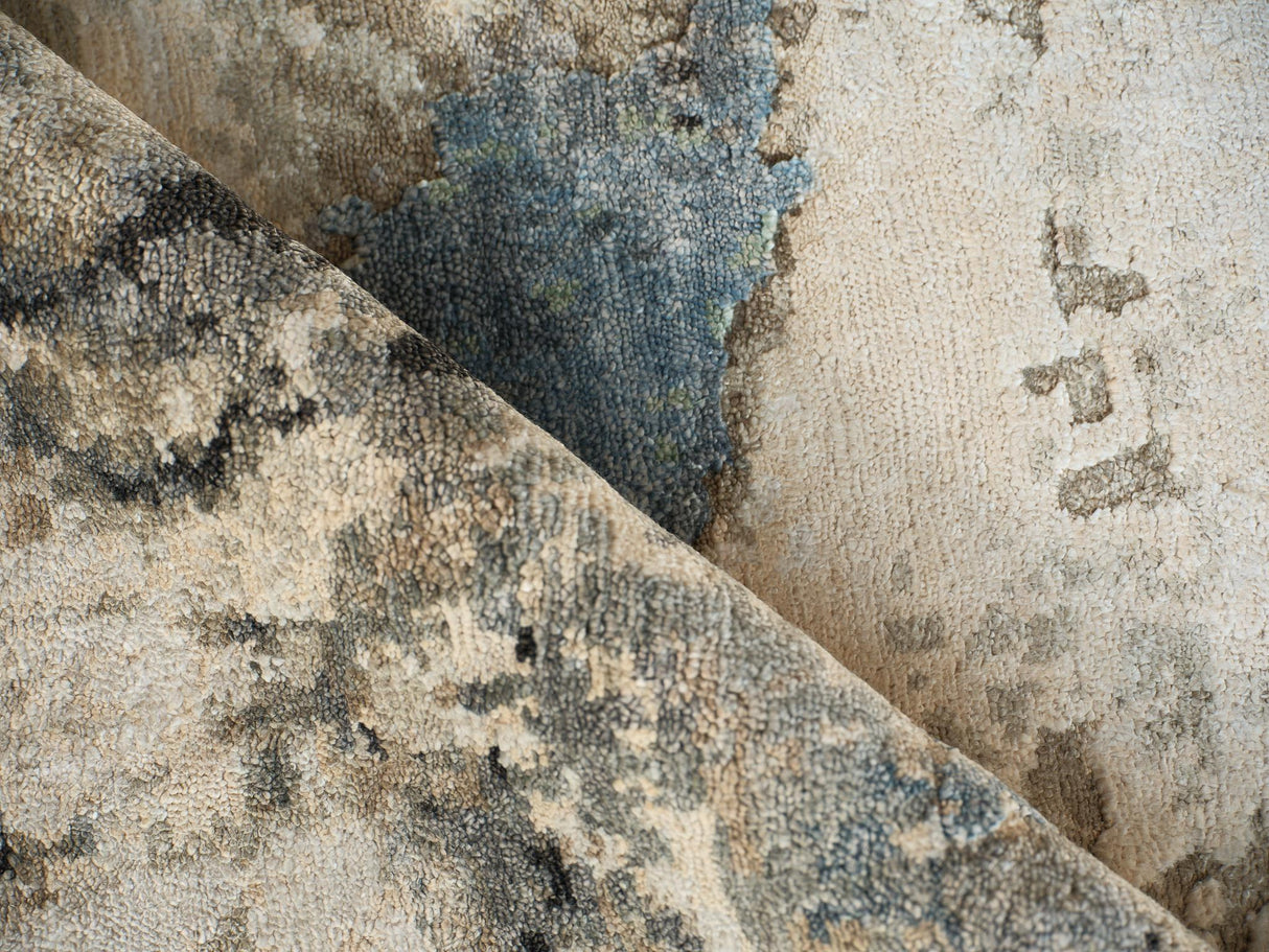 Exquisite Rugs Floor Art hand-knotted Bamboo Silk 7486 Blue/Silver/Multi 10' x 8' Area Rug