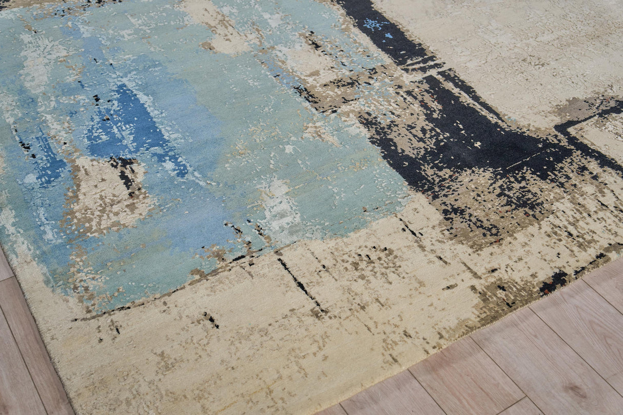 Exquisite Rugs Picasso hand-knotted Wool/Silk 7509 Blue 10' x 8' Area Rug