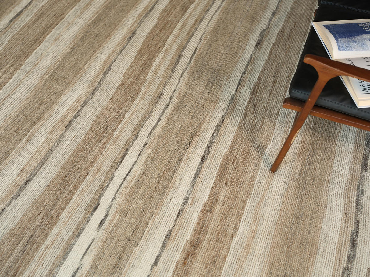 Exquisite Rugs Oslo hand-knotted Ghazni Wool 7513 Ivory/Brown 15' x 12' Area Rug