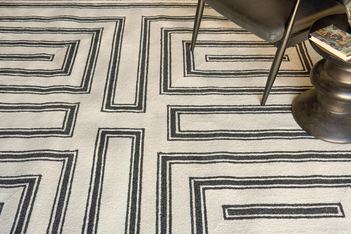 Exquisite Rugs Studio hand-tufted New Zealand Wool 7531 Ivory/Black 15' x 12' Area Rug
